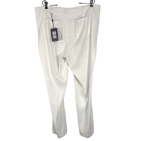 NYDJ Marilyn Trouser Stretch Linen Optic White Pants Women’s Size 16 NWT - Picture 7 of 9